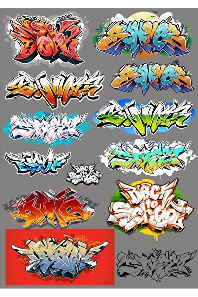 Reysa Tasarım Grafiti Sticker Set 13 Parça Telefon, Tablet, Defter, Laptop St...