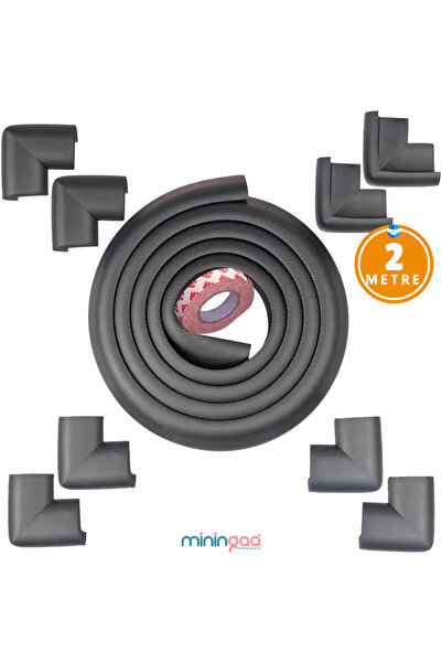 Miningaa 3м стрічка в подарунок Матова чорна 2 метри 4 штуки кутові захисні гнучкі та м'які гумові захисні накладки