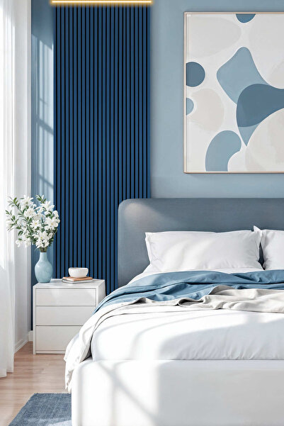 shop Mdf Ahşap Akustik Duvar Paneli 100x275 Cm - Mavi