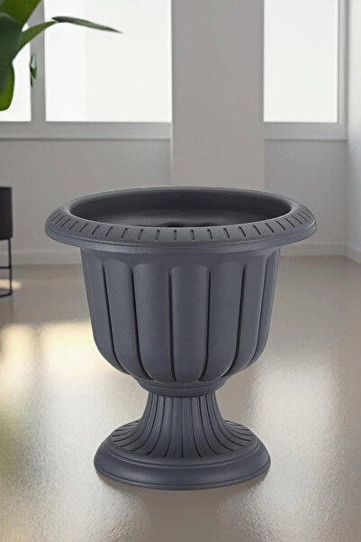 SERİNOVA BiDünya Nergis Saksı Dekoratif Antrasit Gri Saksı 6 Litre