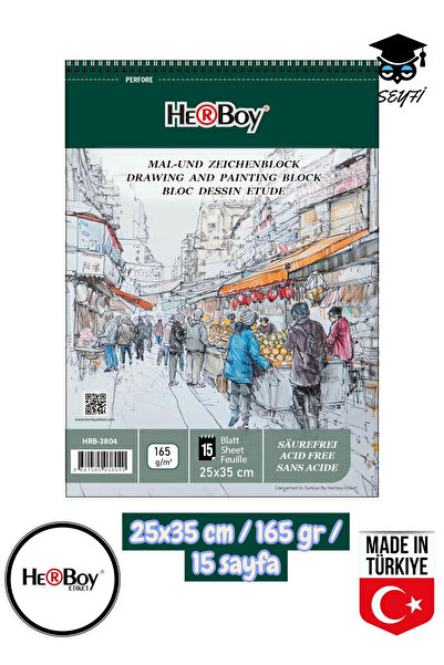SEYFİKİRTASİYE 25X35 см ескізний альбом для малювання олівцем 165 г ТЕЛІ 15 сторінок HERBOY