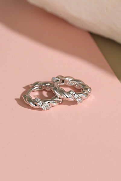 Gümüş Vadisi Kadın 925 Ayar Zirkon Taşlı Burgu Küpe