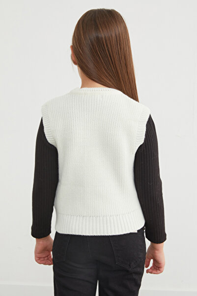 Fulla Moda Fiyonk Detaylı Bisiklet Yaka Kız Çocuk Triko Süveter