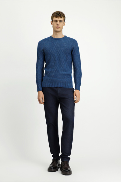 Kiğılı Bisiklet Yaka Regular Fit Desenli Triko Kazak