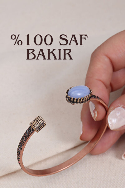 Süspüs Accessories سوار أصلي من النحاس النقي بحجر سيلينيت أرجواني (حجر طبيعي)