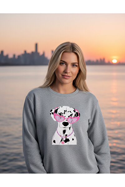 RPT MODA PREVELIKI SWEATSHIRT OPUŠTENOG STILOA SA DETALJIMA NAČITAČA I PSA, O...