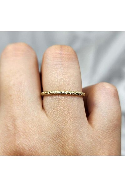 FasekGold 14 Ayar Altın Yüzük-dövülü Model Ince Zarif Tasarım Altın Alyansyüzük