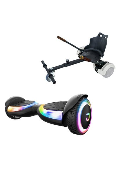 Smart Balance 6.5 inch Hoverboard Bundle with Standard Seat, Jetson Prism Black Plus and Black Ergonomic Hoverkart