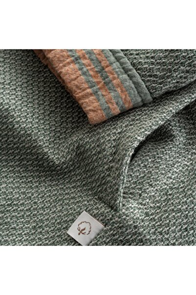 Ecocotton Mila Women's Bathrobe 100% Organic Muslin Green/Tan