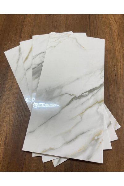UKAB DEKOR Kendinden Yapışkanlı Esnek Köpük Siyah Gold Mermer Desenli Pvc Panel 30x60 cm Banyo WC Mutfak