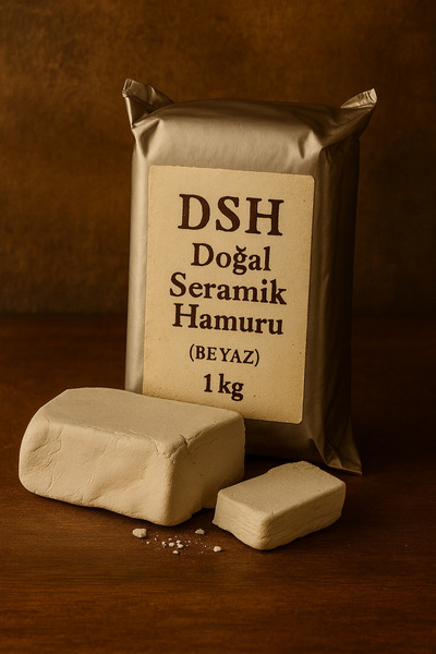 DSH Doğal Seramik Hamuru 1000 gr Seramik Hamuru - Dağal Kil Çamuru - Beyaz - 1 Kg