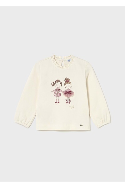 MAYORAL Girl's Long Sleeve Tshirt Ecru