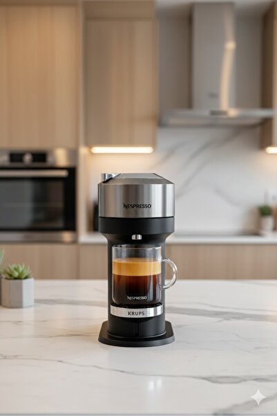 Nespresso Vertuo Next Krups Kapsül Kahve Makinesi – Madalyon Gümüş | Tek Tuşla 5 Farklı Kahve Boyutu