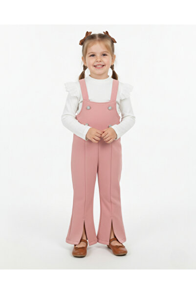 Egelite Kız Çocuk Scuba Kumaş Badili Salopet Bahçıvan Tulum 2-3-4-5-6 Yaz Kız...