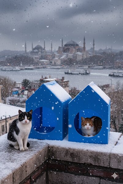 Turmarkt 2 Adet Mavi Su Geçirmez Plastik Kedi Evi