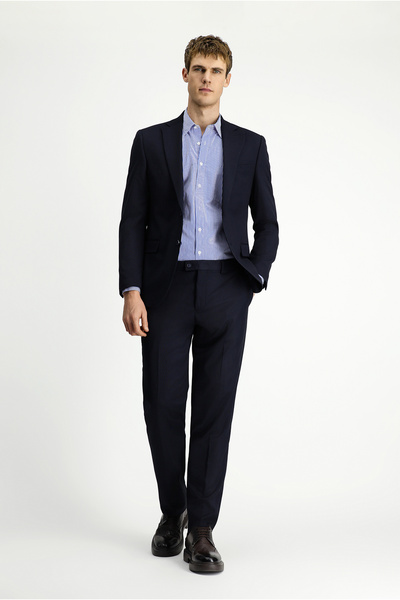 Kiğılı Regular Fit Mono Collar Plain Dobby Double Pants Suit