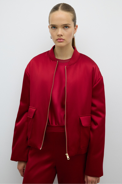 Roman Çift Cepli Dolgulu Saten Mont Bordo K2517517_008