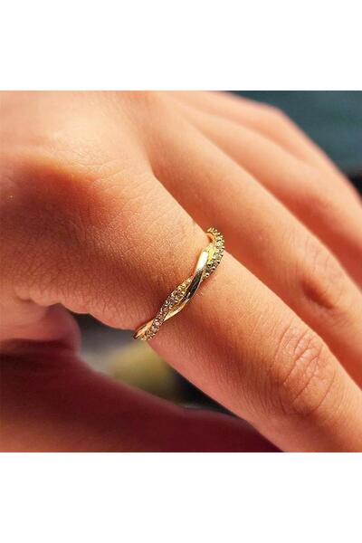 FasekGold Burma Altın Taşlı Alyans - 14 Ayar Burgu Zirkon Taşlı Altın Yüzük -...