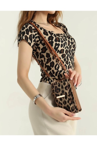 Butik Lena LEOPAR DESENLİ MİNİ BOY KADIN CÜZDAN ÇANTA