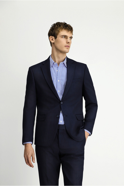 Kiğılı Regular Fit Mono Collar Plain Dobby Double Pants Suit