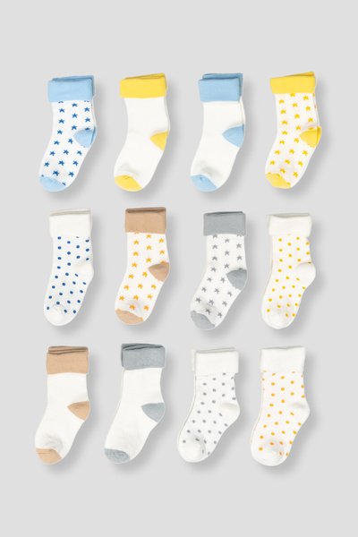 Defne Baby 12  Çift Pamuklu  Unisex Çocuk Ve Bebek Soket Çorap