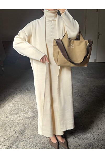 Gallogi Rochie cu guler înalt - Set de tricotaje tip cardigan
