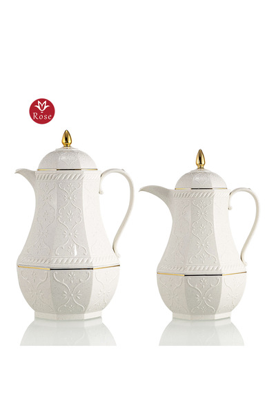 Rose Classic pattern tea and coffee thermos set consisting of 2 rose thermoses, 624 capacity (1300 ml) coffee and (1300 ml) tea