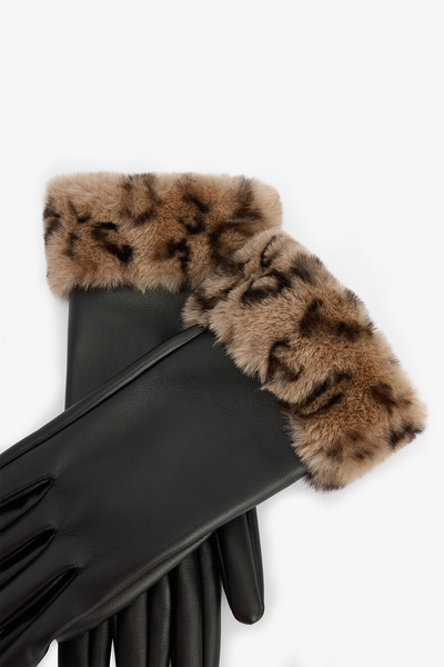 Penti Leopard Patterned Faux Leather Gloves