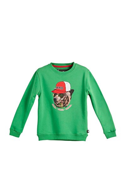 Bad Bear Rabel Crewneck Kids Green Yeşil Baskılı Çocuk Sweatshirt
