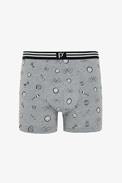 Penti Erkek Race Geometrik Desenli Organik Normal Bel 3'lü Boxer