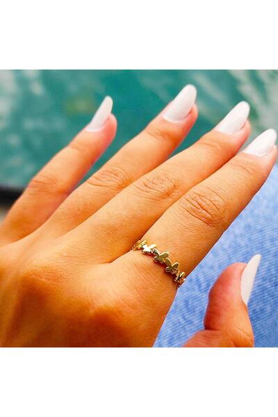 FasekGold Yarım Tur Taşsız Altın Yüzük - 14 Ayar Altın Kelebek Yarım Tur Mini...