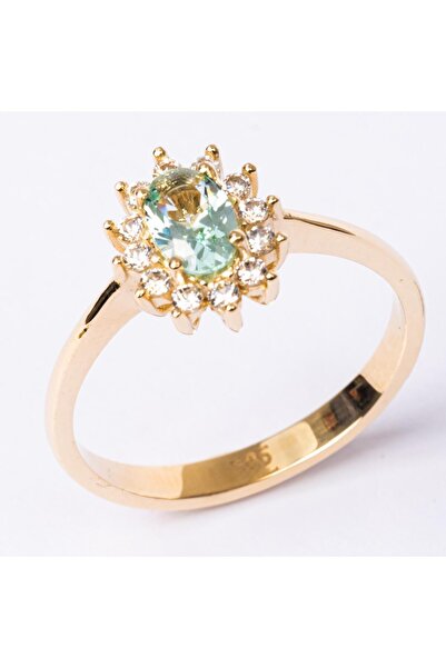 FasekGold Altın Yüzük - Fantazi 14 Ayar Altın Yüzük - Topaz Taşlı Evlilik Tek...