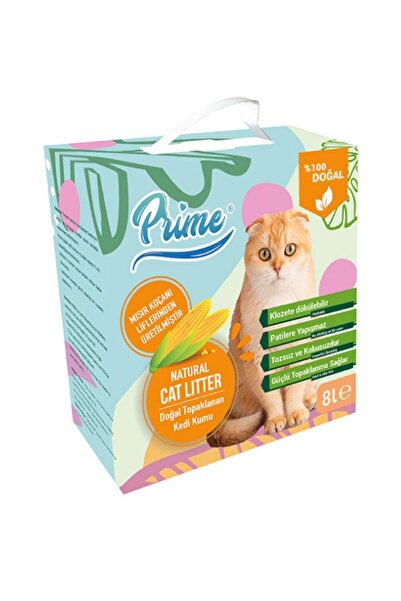 Prime Topaklaşan Mısır Koçanı Bitkisel Kedi Kumu 8 Lt