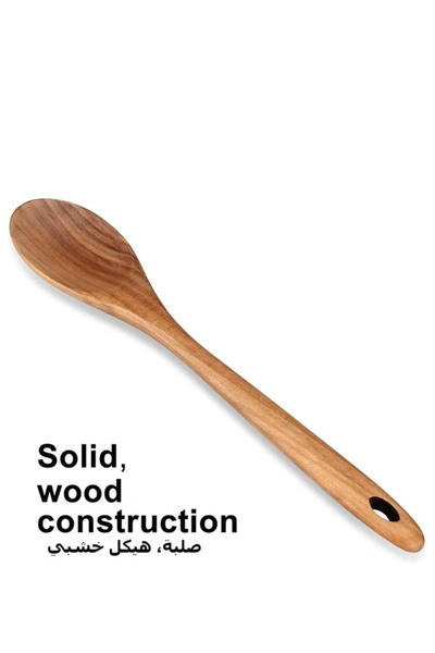 Generic Large Wooden Spoon 33cm - Long Handle Teak Wood Cooking Spoon