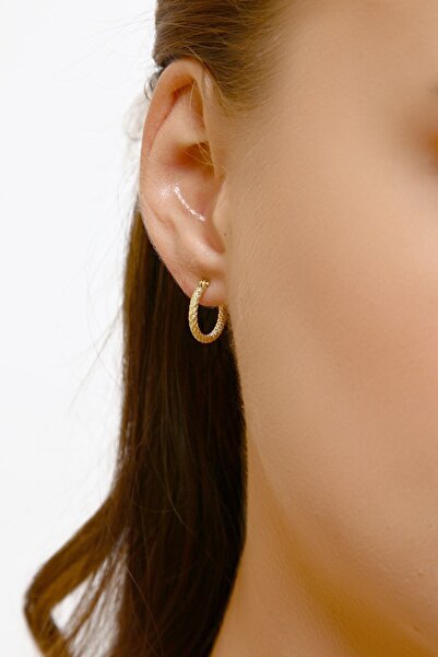 Altınkesesi Altın Lazerli Halka Küpe 1.4 Cm