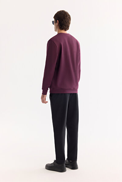 Avva Erkek Bordo Bisiklet Yaka Pamuklu Bi-Stretch Baskılı Regular Fit Sweatshirt A52Y1325