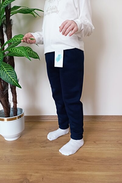 VİP BERA TEKSTİL Okul Ve Gündelik Çocuk Lacivert Kışlık 3 Iplik Içi Tüylü Paçası Lastikli Eşofman Altı