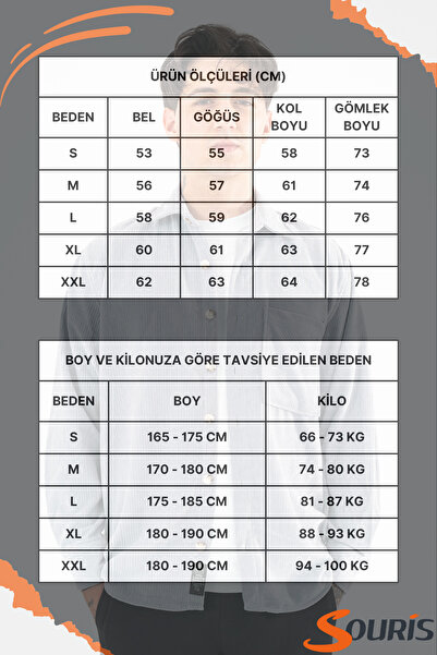 Souris Erkek Kadife Gömlek Açık Gri Rahat Kesim Uzun Kollu Tek cepli