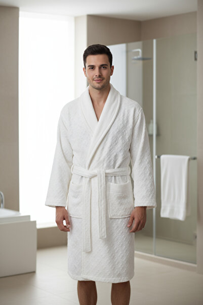 Class كريم المخملية القطن الجاكار شاليكا رداء حمام رجالي