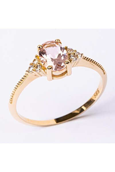 FasekGold Evlilik Teklifi Altın Yüzük - 14 Ayar Altın Oval Kesim Pembe Safir ...