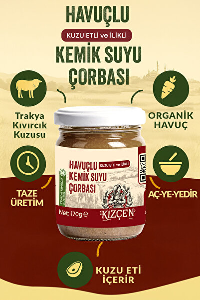 Kızçen Havuçlu Kuzu Etli ve İlikli Kemik Suyu Çorbası (170 gram)