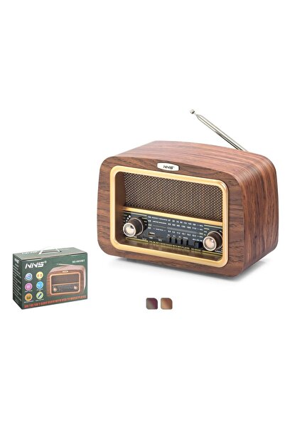 NNS NS6655BT Bluetooth Nostaljik FM Radyo TWS USB TF AUX Hoparlör - Kahverengi