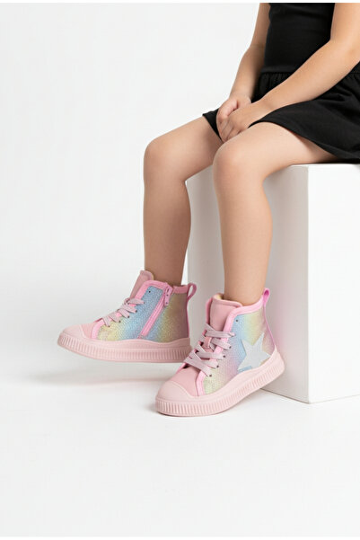 Moda Lime Rahat Esnek Kaymaz Taban Soğuk Havalara Dayanıklı Yıldız ve İp Detay Kız Bebek Çocuk Kışlık Bot