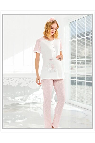 FLZ LOHUSA HAMİLE NAKIŞ DETAYLI PİJAMA TAKIMI EMZİRME HASTANE ÇIKIŞI 24-08