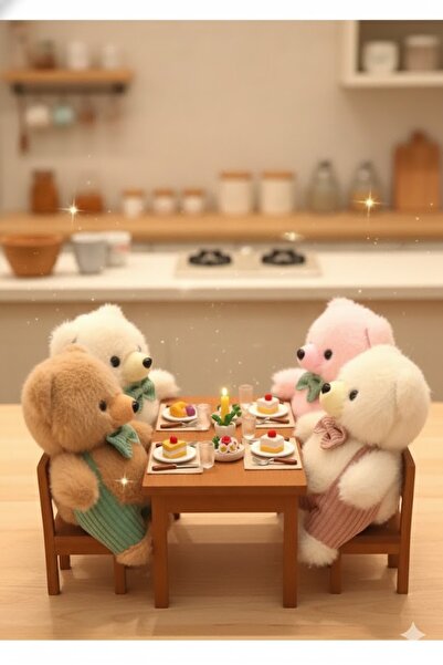 Pufline Elbise Giymiş Ayı Sevimli Peluş Ayı