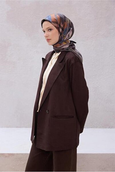 Belli Tivil Pure Silk Scarf 4206 - 51 Σκούρο καφέ μοτίβο μπατίκ