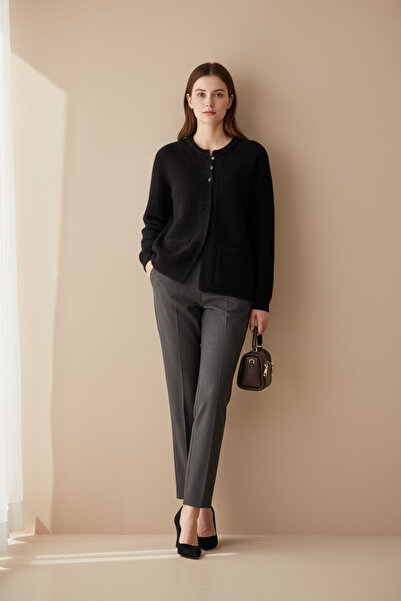 ENDAMIM Plain Knitwear 3 Buttoned Short Cardigan