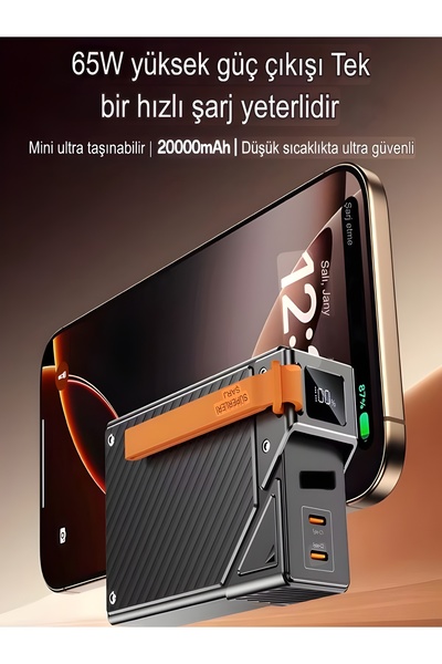 DEANB 20000mAh 65W Hızlı Şarjlı Dijital Göstergeli Powerbank – 2x Type-C Girişli Taşınabilir Şarj Cihazı