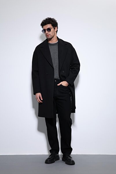 Antioch Siyah Oversize Kruvaze Erkek Kaban