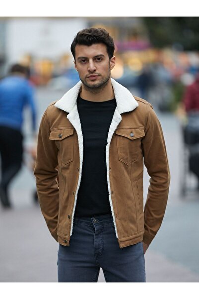 comstar Чоловічий трендовий зимовий піджак з хутром Camel